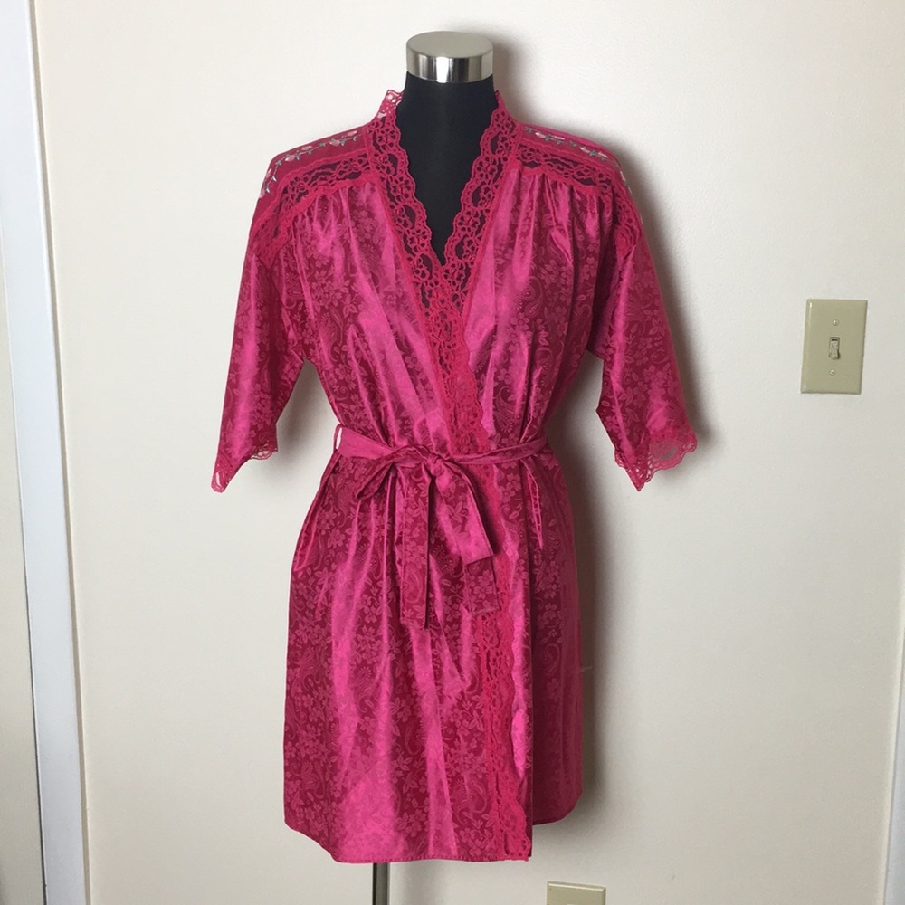 Vintage Stardust short pink satin lingerie robe Y2K 90s
